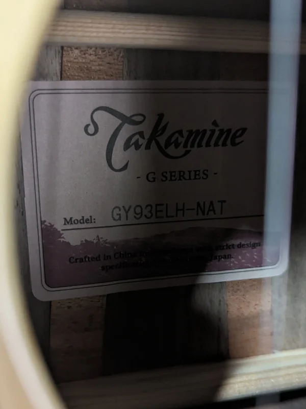 Takamine Left Handed GY93ELH New Yorker Parlor-Style Acoustic Electric Guitar